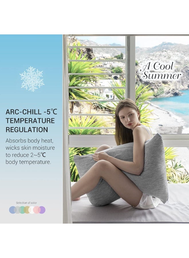 Marchpower Cooling Pillow Cases for Hot Sleepers, Japanese Arc Chill Cooling Pillow Cases Zipper, Cool Pillow Cases King Pillowcase Breathable Skin-Friendly Design Cooling Pillow Case(20X36in)-Gray - Image 2